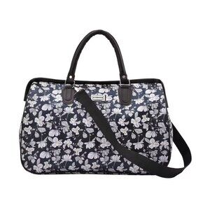 Flower Print Design Travel Overnight Bag with Shoulder Strap - Small Size